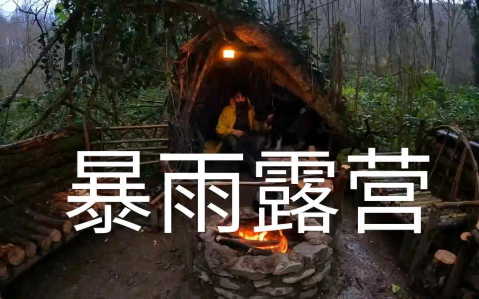 [图]暴雨中独自生存露营-建设温暖的丛林避难所-烹饪羊肉(时长1小时，自行分p)