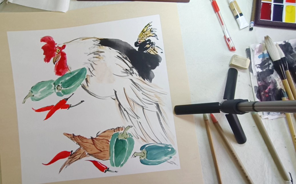 汉翔寒假国画知识点梳理蔬果——青椒(后面的都是配菜)