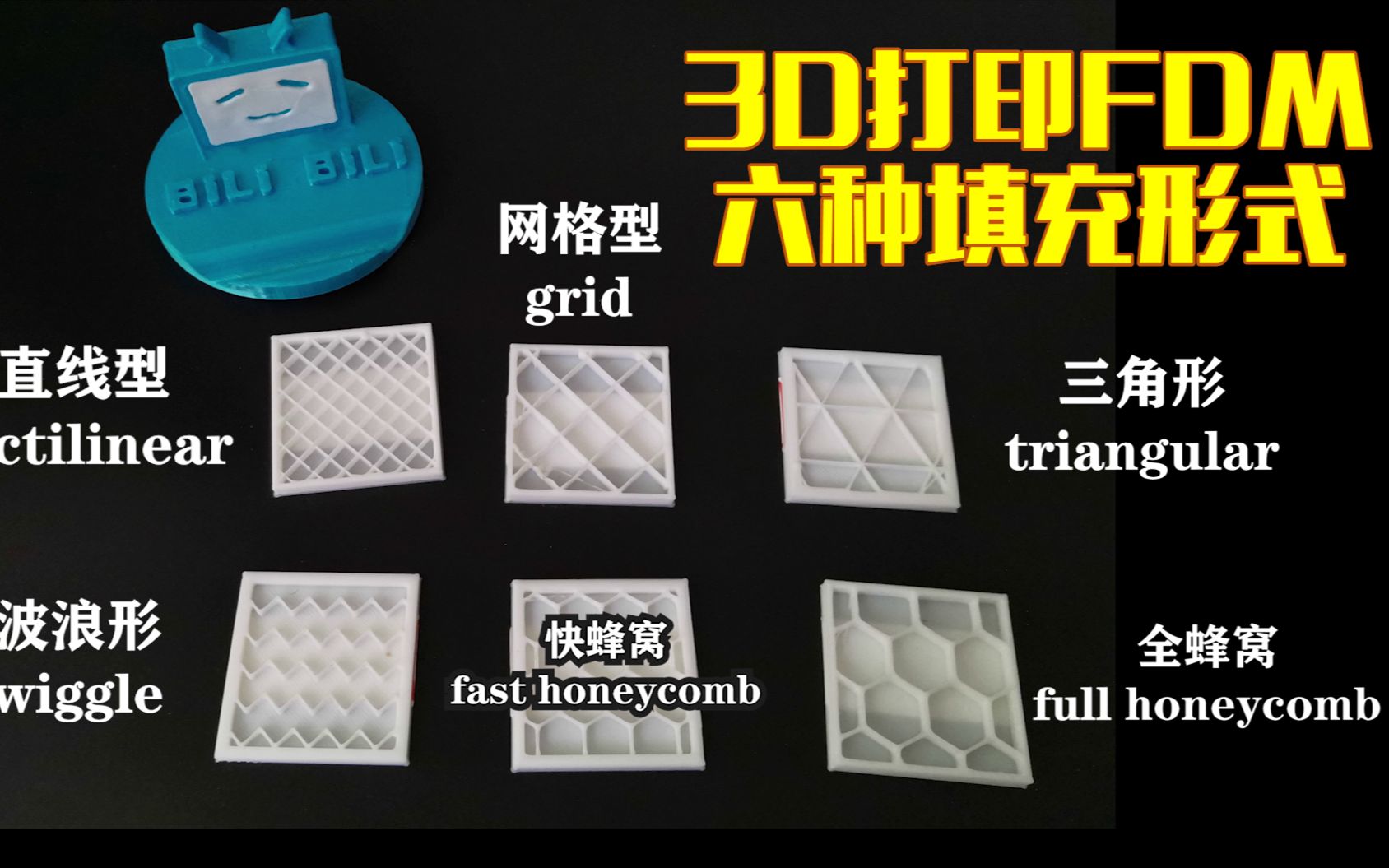 【3D打印】FDM熔积成型的六种填充形式/Simplify3D的六种默认填充方式哔哩哔哩bilibili