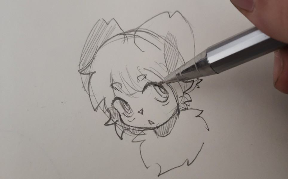 一分半钟浅画一个兽头