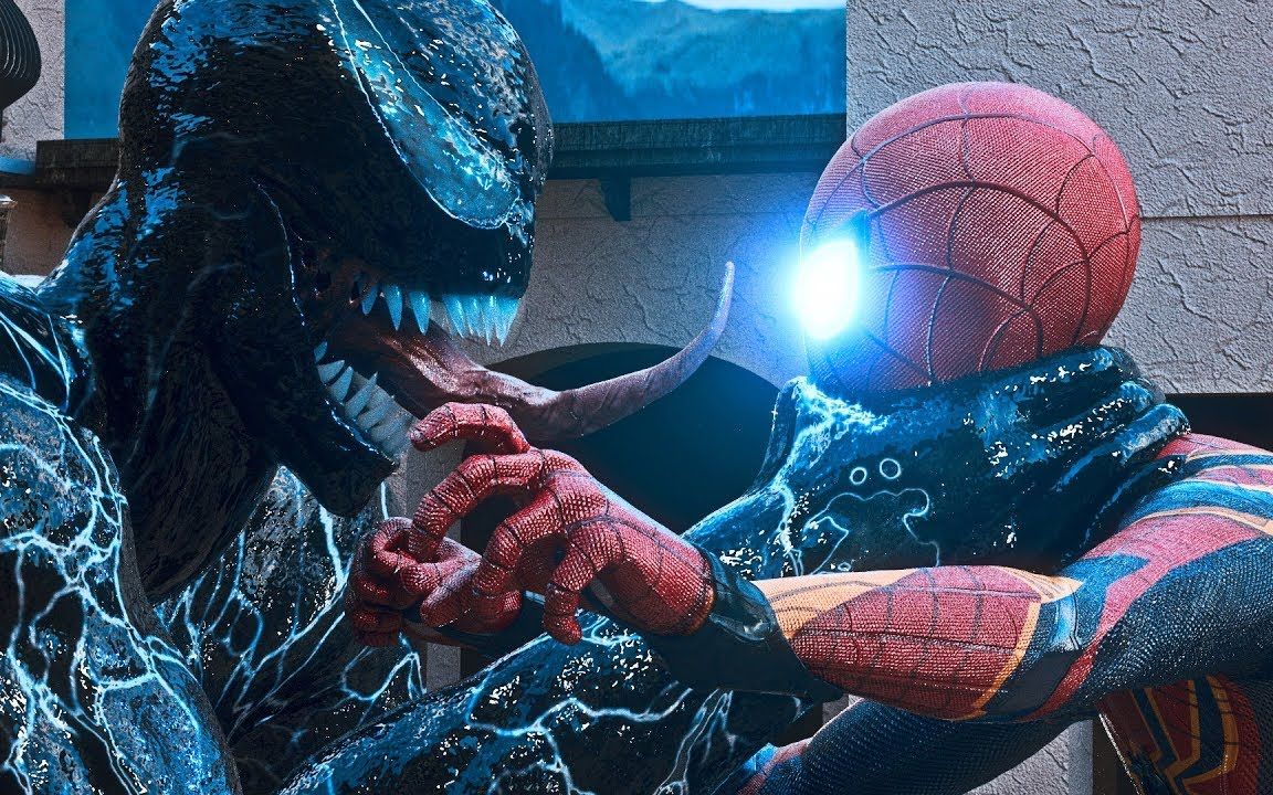 为了保卫地球,蜘蛛侠与刀锋战士联手对战毒液和灭霸_哔哩哔哩_bili