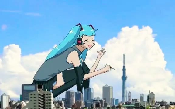 [giantess]巨大女系列8——巨大化的初音,还要忙着拯救弱小的市民