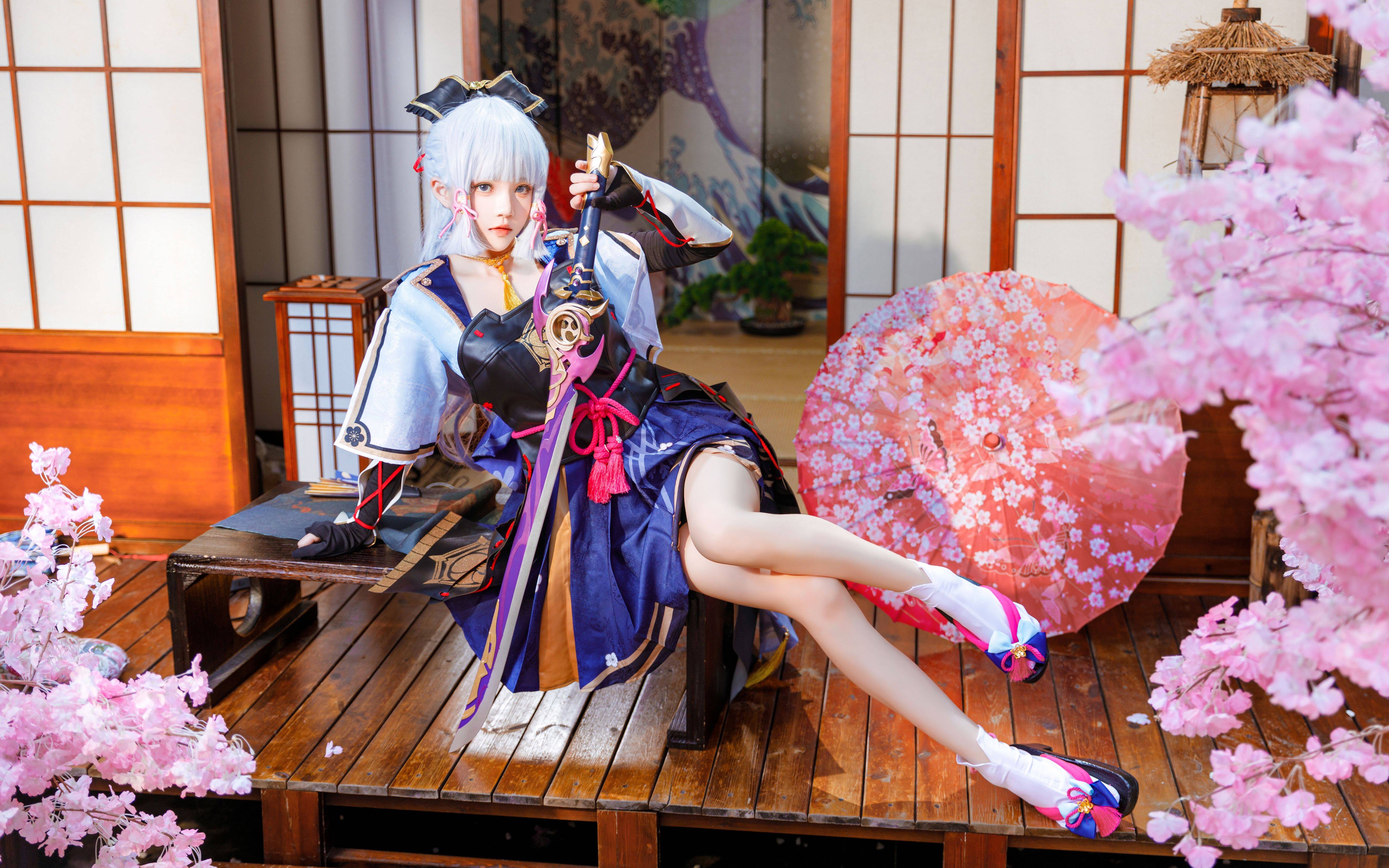 [图]桜桃喵cosplay-原神 神里绫华 可爱极了