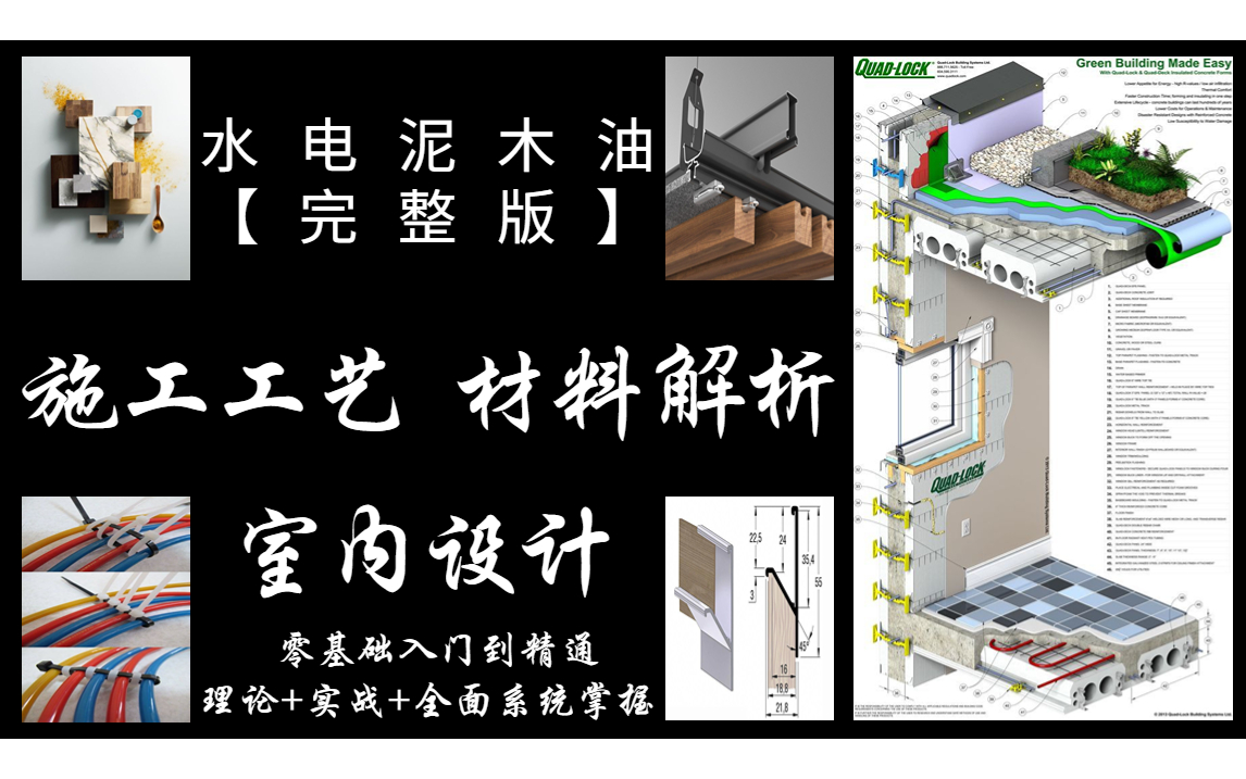 室内设计家装装修施工工艺、材料解析、现场实战+理论系统教程(水、电、泥、木、油)完整版哔哩哔哩bilibili