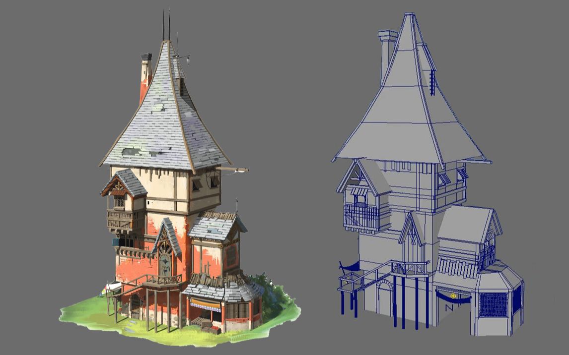 maya场景建模:欧式小楼房子制作,从0开始布线卡线讲解