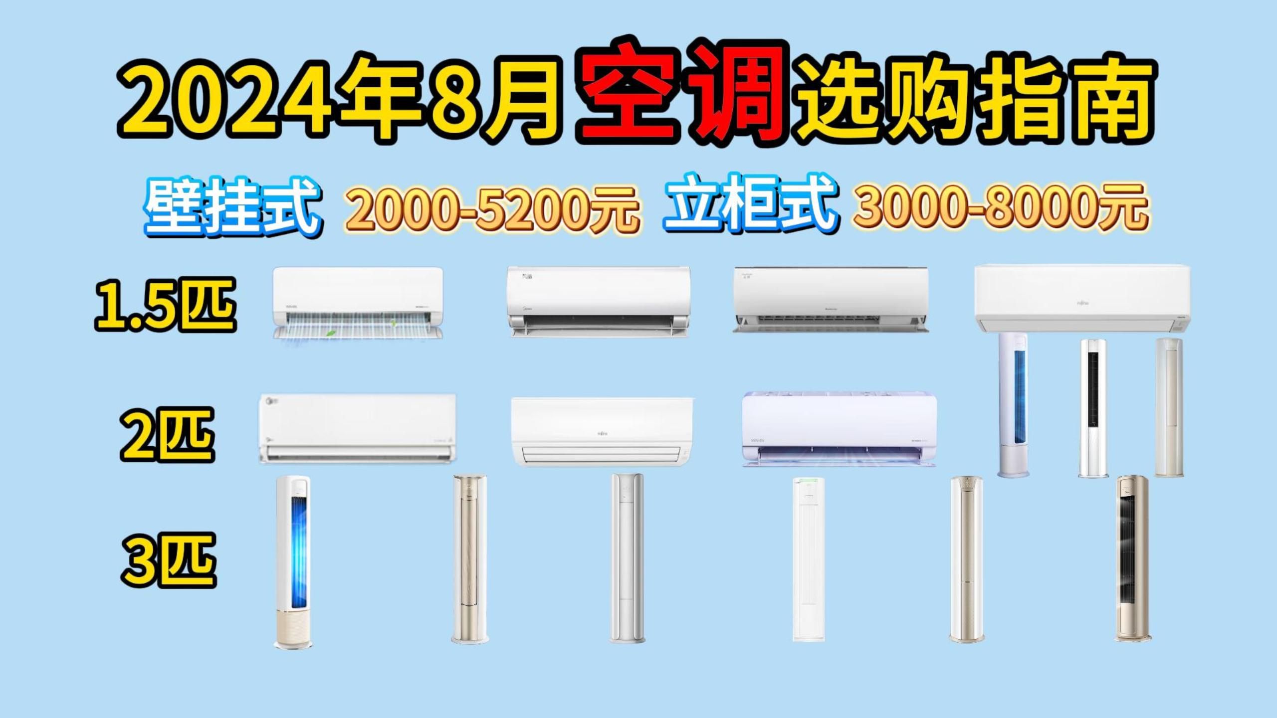 【买前必看】2024年8月25款超高性价比空调选购指南!!1.5匹、2匹、3匹全价位保姆级空调避坑攻略 壁挂式/立柜式横向对比选购推荐哔哩哔哩bilibili