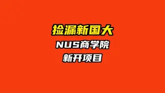 Download Video: 捡漏新国大？NUS新加坡国立大学商学院新开专业来了