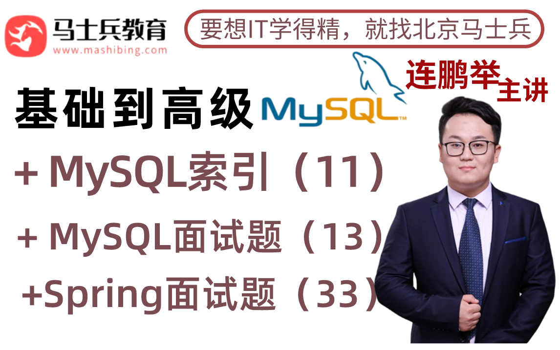 学习MySQL,看这个视频就够了!MySQL从小白入门到精通从基础到高级全套教程+(MySQL索引优化、MySQL面试题、Spring面试题)现在分享给大家!...