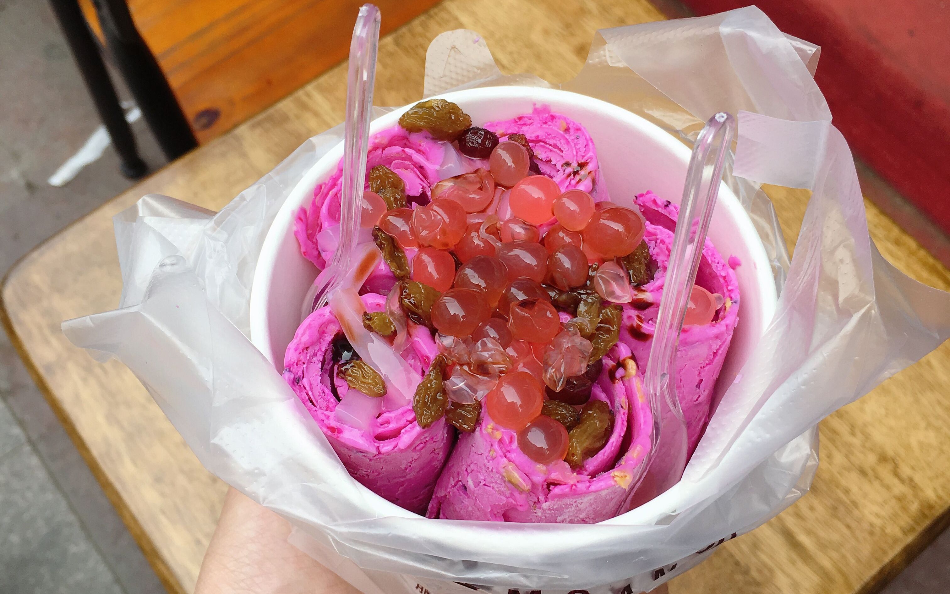 【炒冰激凌卷】火龙果味 蛇皮卷法