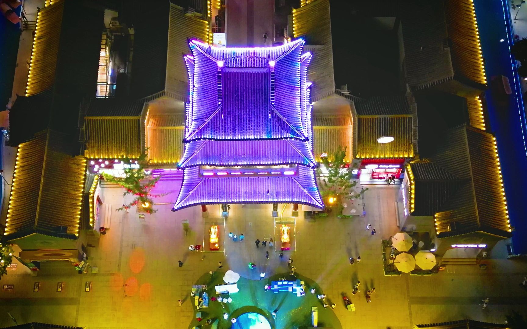 兰州老街夜景航拍