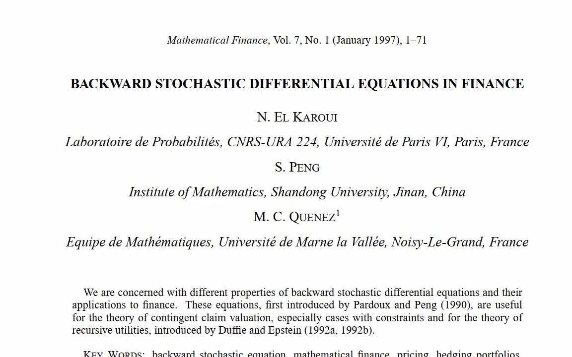 [图]倒向随机微分方程5: 在金融(期权定价)中的应用